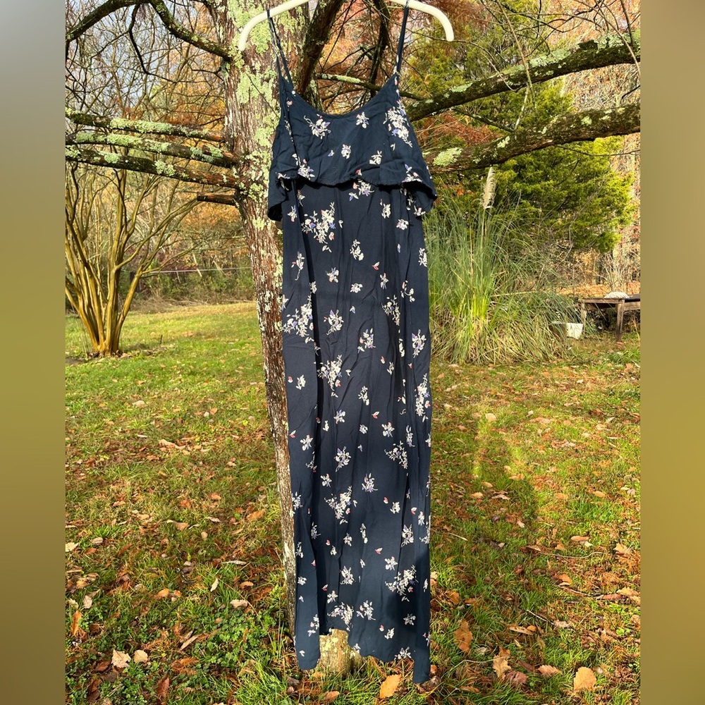Blue floral maternity dress